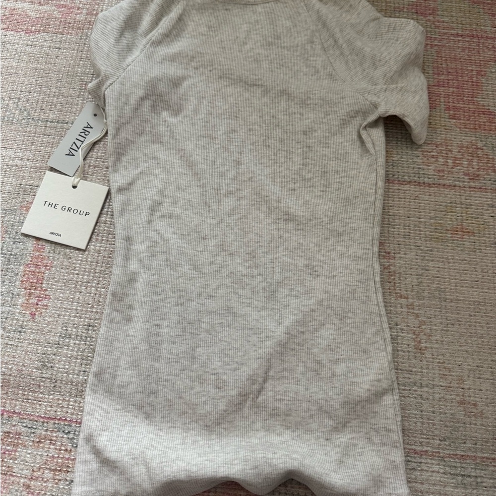 Aritzia Light Gray Ribbed Tee